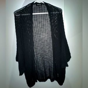 Black hole-knit cardigan